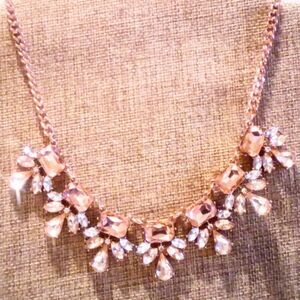 Champagne and Clear Gold Tone Rhinestone Statement Necklace and Earrings Set